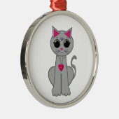Niedliche Funny Happy Gray Cat Silbernes Ornament (Rechts)