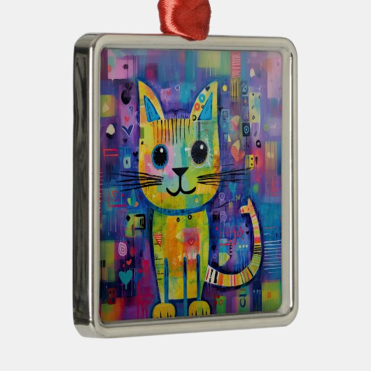 Niedliche Funny Kitty Cat Mixed Media Animal Pet Ornament Aus Metall (Rechts)