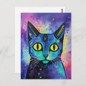 Niedliche Funny Kitty Cat Mixed Media Animal Pet Postkarte (Vorne/Hinten)