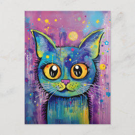 Niedliche Funny Kitty Cat Mixed Media Animal Pet Postkarte
