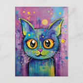 Niedliche Funny Kitty Cat Mixed Media Animal Pet Postkarte (Vorderseite)