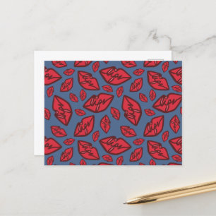 Niedliche Funny Lips Muster Dunkle Hintergründe Po Postkarte