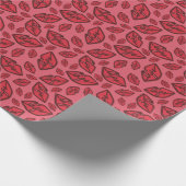Niedliche Funny Lips Muster Pink Geschenkpapier (Ecke)