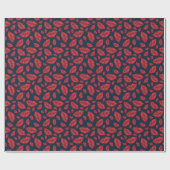 Niedliche Funny Lips Patternblau Geschenkpapier (Flach)