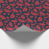 Niedliche Funny Lips Patternblau Geschenkpapier (Ecke)