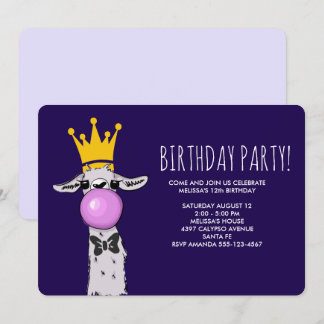Niedliche Funny Llama Illustration Geburtstagspart Einladung
