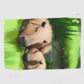 Niedliche Funny Napping Capybaras am Teich Golfhandtuch (Horizontal)