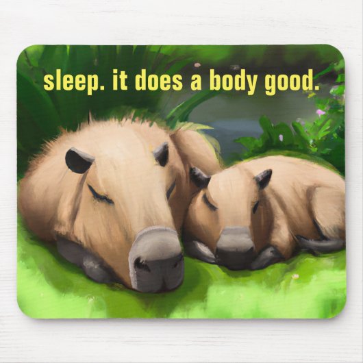 Niedliche Funny Napping Capybaras am Teich Mousepad (Vorne)