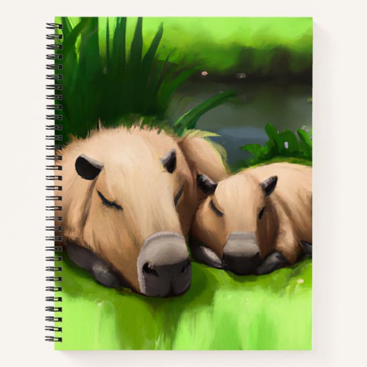 Niedliche Funny Napping Capybaras am Teich Notizblock (Vorderseite)