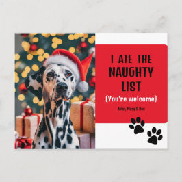 Niedliche Funny Naughty List Haustier Foto Weihnac Postkarte