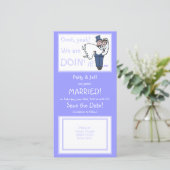 Niedliche Funny Offbeat Rett-The-Date-Fotokarte Save The Date (Stehend Vorderseite)