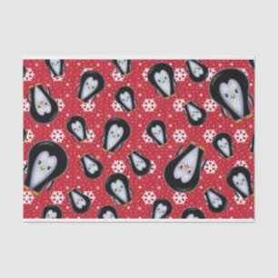 Niedliche Funny Pinguine und Schneeflocken Seidenpapier