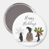 Niedliche Funny Pinguine Whimsical Happy Holidays Magnet (Vorderseite/Rückseite)