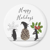 Niedliche Funny Pinguine Whimsical Happy Holidays Magnet (Vorne)