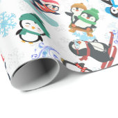 Niedliche Funny Pinguine Wintersport Weihnachten Geschenkpapier (Rolleneckpunkt)