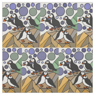 Niedliche Funny Puffin Birnen Abstrakt Stoff