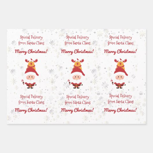 Niedliche Funny Rudolph Special Lieferung von Sant Geschenkpapier Set (Vorderseite 3)