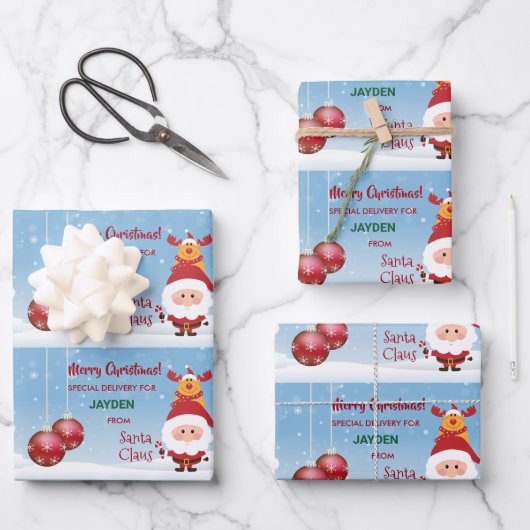 Niedliche Funny Special Delift Santa Rudolph Geschenkpapier Set (Vorderseite)