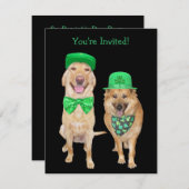 Niedliche, Funny St. Patrick's Day Irische Hunde Einladung (Vorne/Hinten)