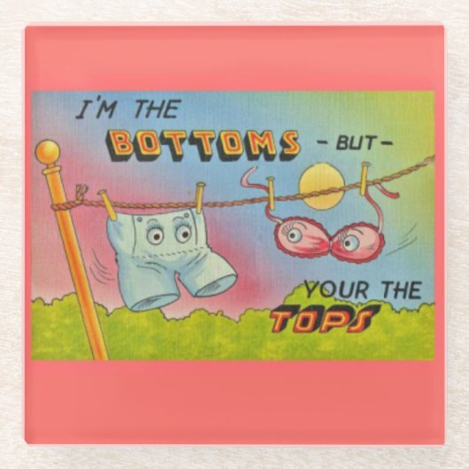 Niedliche Funny Talking Unterwäsche Hängekleidung Glasuntersetzer (Vorderseite)