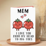 Niedliche Funny Tomato Pun Mama Happy Birthday Dankeskarte<br><div class="desc">Sie suchen eine einzigartige Möglichkeit,  Ihre Liebe und Ihren Spaß auszudrücken? Unsere lustige Grußkarte für Tomaten ist die perfekte Wahl für Mama am Muttertag oder zum Geburtstag! Passen Sie es an,  indem Sie Ihre eigene persönliche Nachricht hinzufügen.</div>