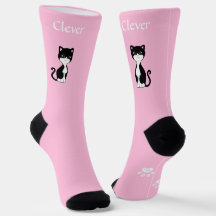 Niedliche Funny Tuxedo Cat & Paws on Light Pink