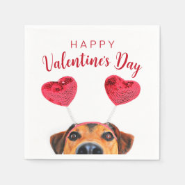Niedliche Funny Valentine's Day Hunde Herz-Band Serviette