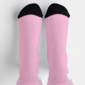 Niedliche Funny White Cat & Paws on Light Pink Socken (Oben)