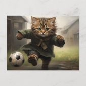 Niedliche Fußball-Katze Postkarte (Vorderseite)