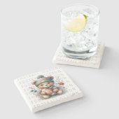 Niedliche Fußball Steinuntersetzer (Seitenansicht)