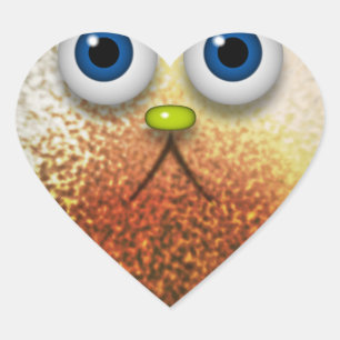 Niedliche Fuzzy Cartoon Art for All Herz-Aufkleber