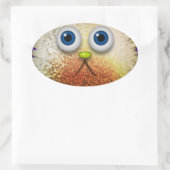 Niedliche Fuzzy Cartoon Art for All Ovaler Aufkleber (Tasche)