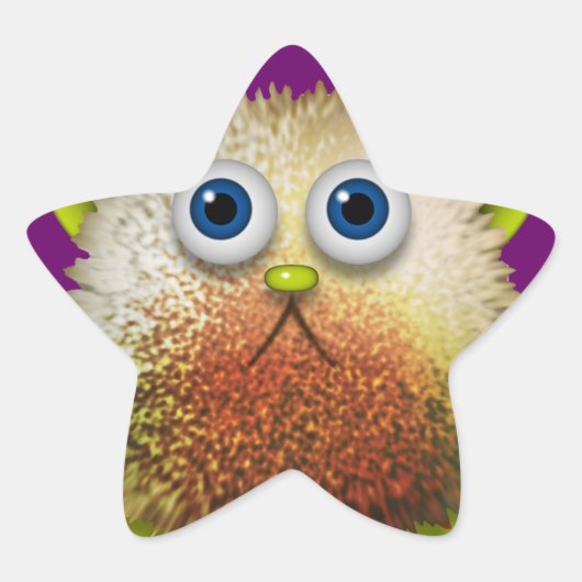 Niedliche Fuzzy Cartoon Art for All Stern-Aufkleber (Vorderseite)