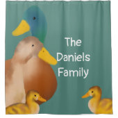 Niedliche Fuzzy Duck Familie Duschvorhang (Vorderseite)