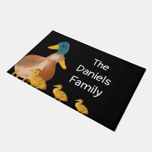 Niedliche Fuzzy Duck Family Doormat Fußmatte (Schrägansicht)