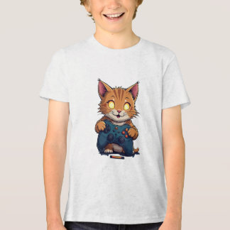 Niedliche Gamer-Katze mit leuchtenden Augen und Sp Tri-Blend Shirt