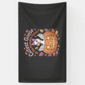 Niedliche Gans am Pumpkin Patch Erntedank Banner (Vertikal)