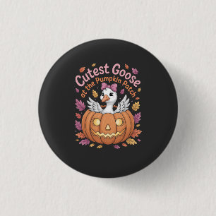 Niedliche Gans am Pumpkin Patch Erntedank Button