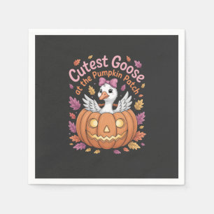 Niedliche Gans am Pumpkin Patch Erntedank Serviette