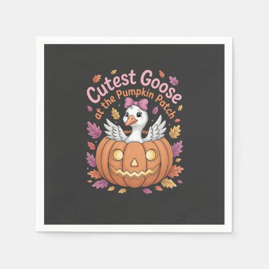 Niedliche Gans am Pumpkin Patch Erntedank Serviette (Vorderseite)