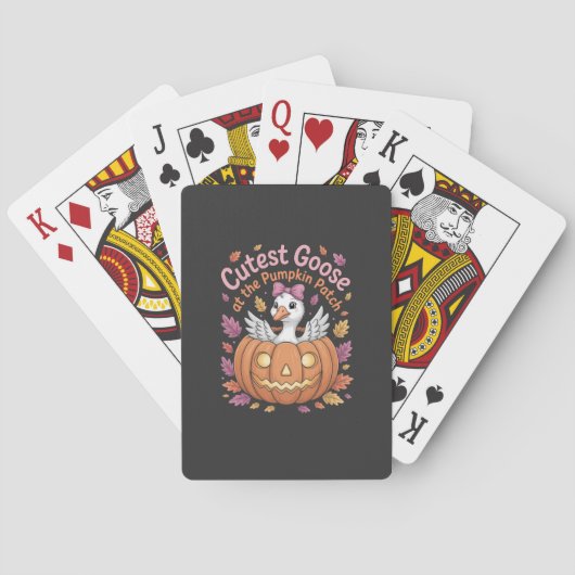 Niedliche Gans am Pumpkin Patch Erntedank Spielkarten (Rückseite)