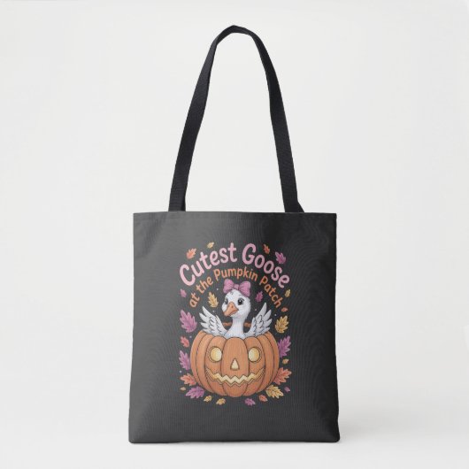 Niedliche Gans am Pumpkin Patch Erntedank Tasche (Vorderseite)