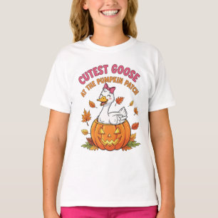 Niedliche Gans am Pumpkin Patch Funny Halloween T-Shirt