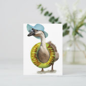 Niedliche Gans mit Summer Hat & Sunglasses Postkarte (Stehend Vorderseite)