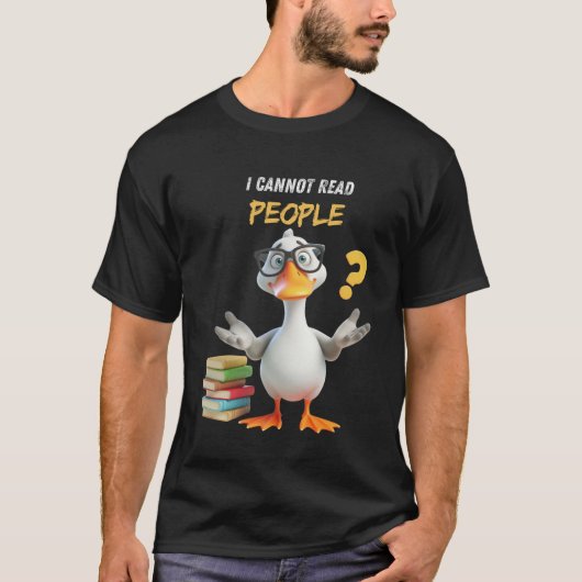 Niedliche Gänse mit Büchern, kann nicht lesen T-Shirt (Vorderseite)