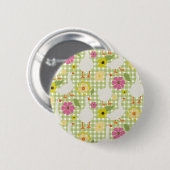 Niedliche Gänse mit handgezogenen Blume - Grüner K Button (Vorne & Hinten)