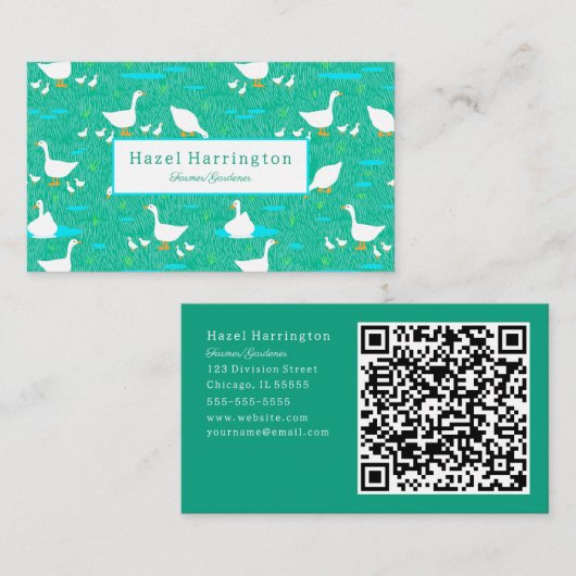Niedliche Gänse QR-Code Visitenkarte Enten Farm (Vorne/Hinten)