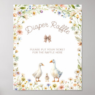Niedliche Gänse Wildblume Kinderdusche Windelwanne Poster