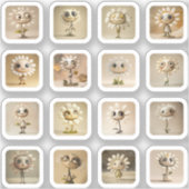 Niedliche Gänseblümchen-Sticker – 16 Sticker (Vorderseite)