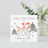 Niedliche Gänserfamilie drei Weihnachten (Stehend Vorderseite)